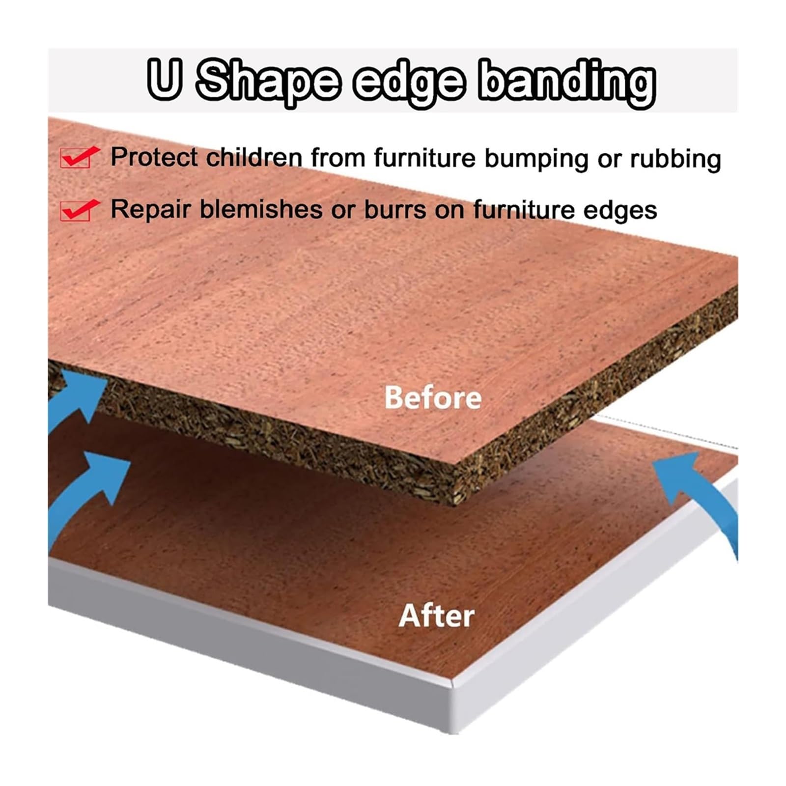 Muebles Protectores de Borde Protector de bordes autoadhesivo en forma U 5M for muebles, chapa TPE Flexible, protectores seguridad for esquinas, gabinete