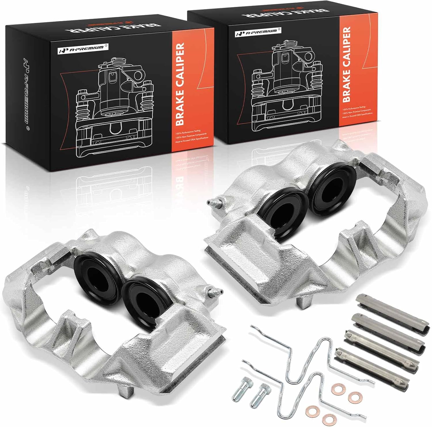 A-Premium 2-PC Set Disc Brake Caliper Assembly Without Bracket Compatible with Ford F-250 F250 F-350 F350 1986-1994, E-250 E-350 Econoline Club Wagon 1986-1991 - Front Driver and Passenger Side