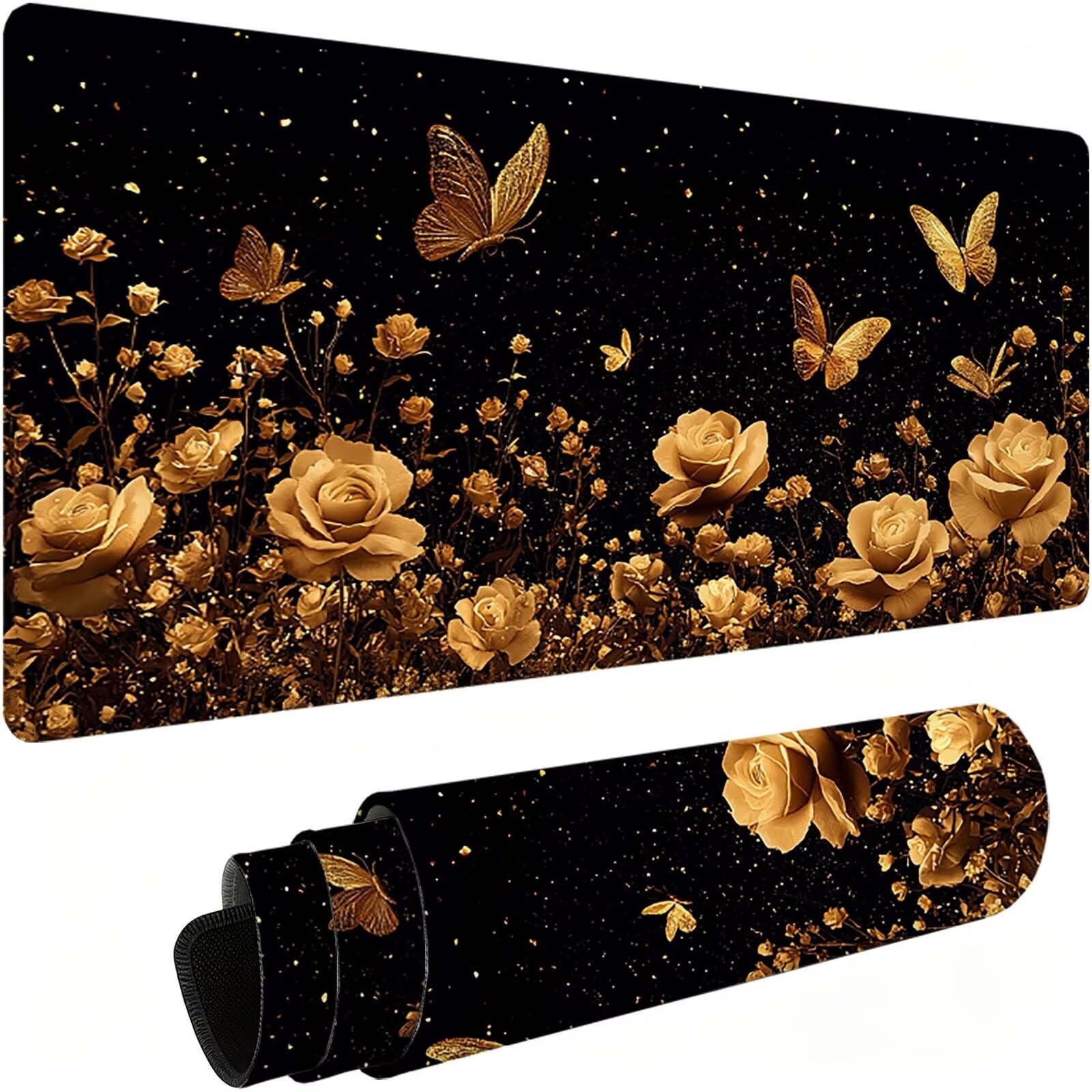 Tapis de Souris Gaming XXL Noir Tapis de Bureau Jaune 1000x500 mm J0-1086