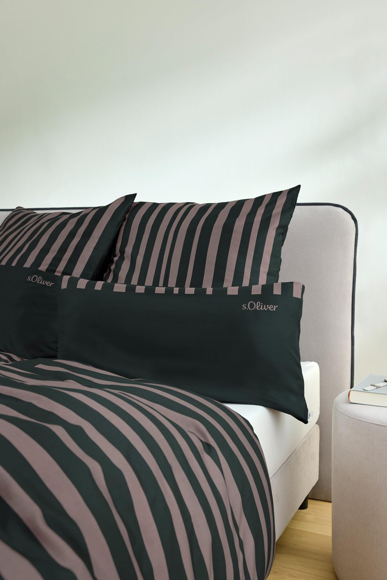 s.Oliver Bettwäsche 100% Baumwolle 135x200 cm braun & grau - Mako Satin