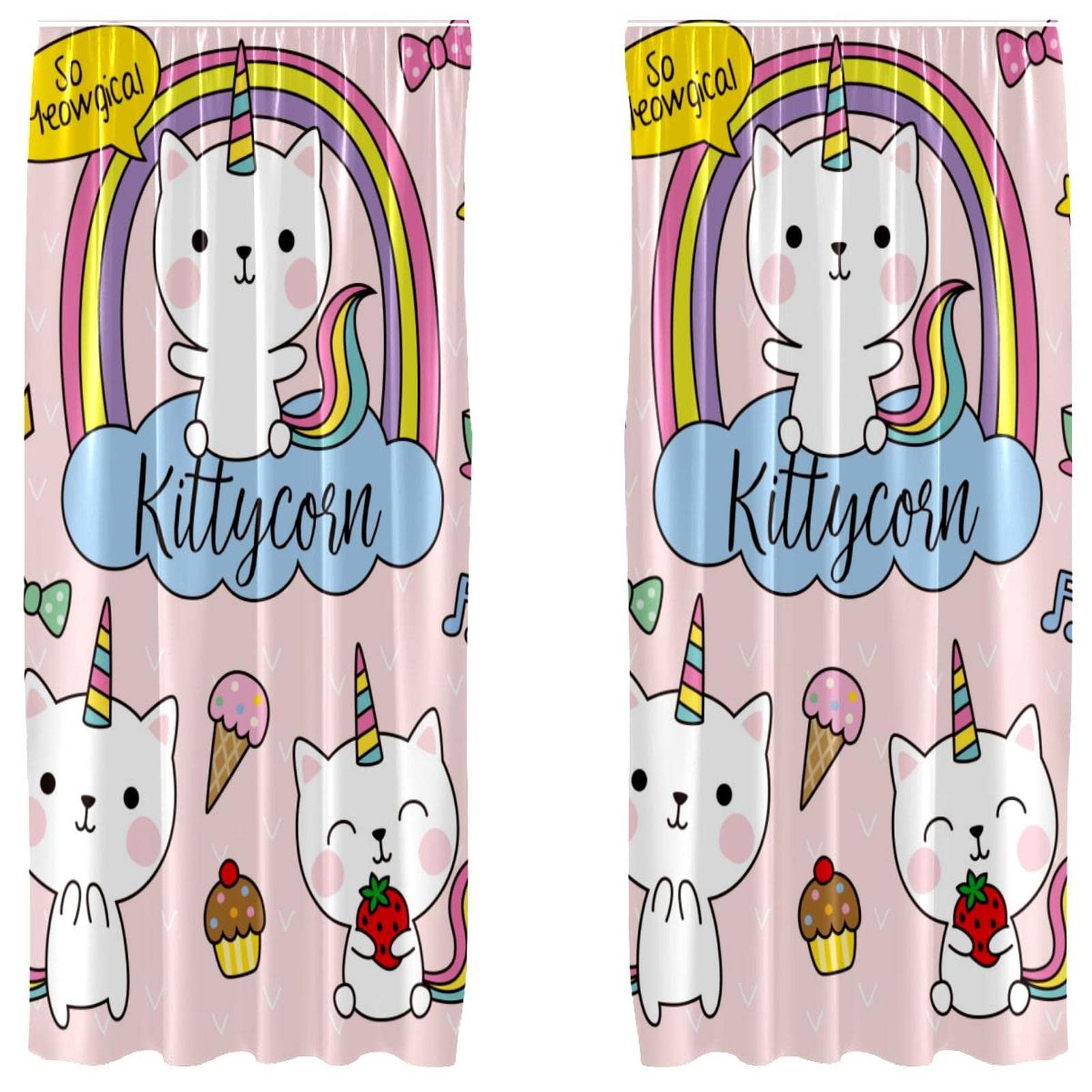 Cortinas de unicornio ligeras para ventanas de cuartos infantiles sin perder luz natural