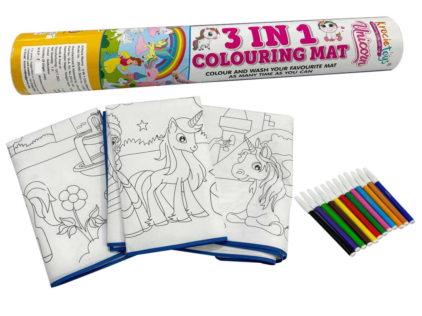 ToyGenie 3in1 Colouring MAT for Kids Reusable and Washable 3 Jumbo Size Big MATS (40 * 28inches) and 12 Sketch Pen for Colouring, Learning and Educational Doodle Mat for 3+ Age (Jungle Theme) (B0CLY17FFF) Amazon Price History, Amazon Price Tracker