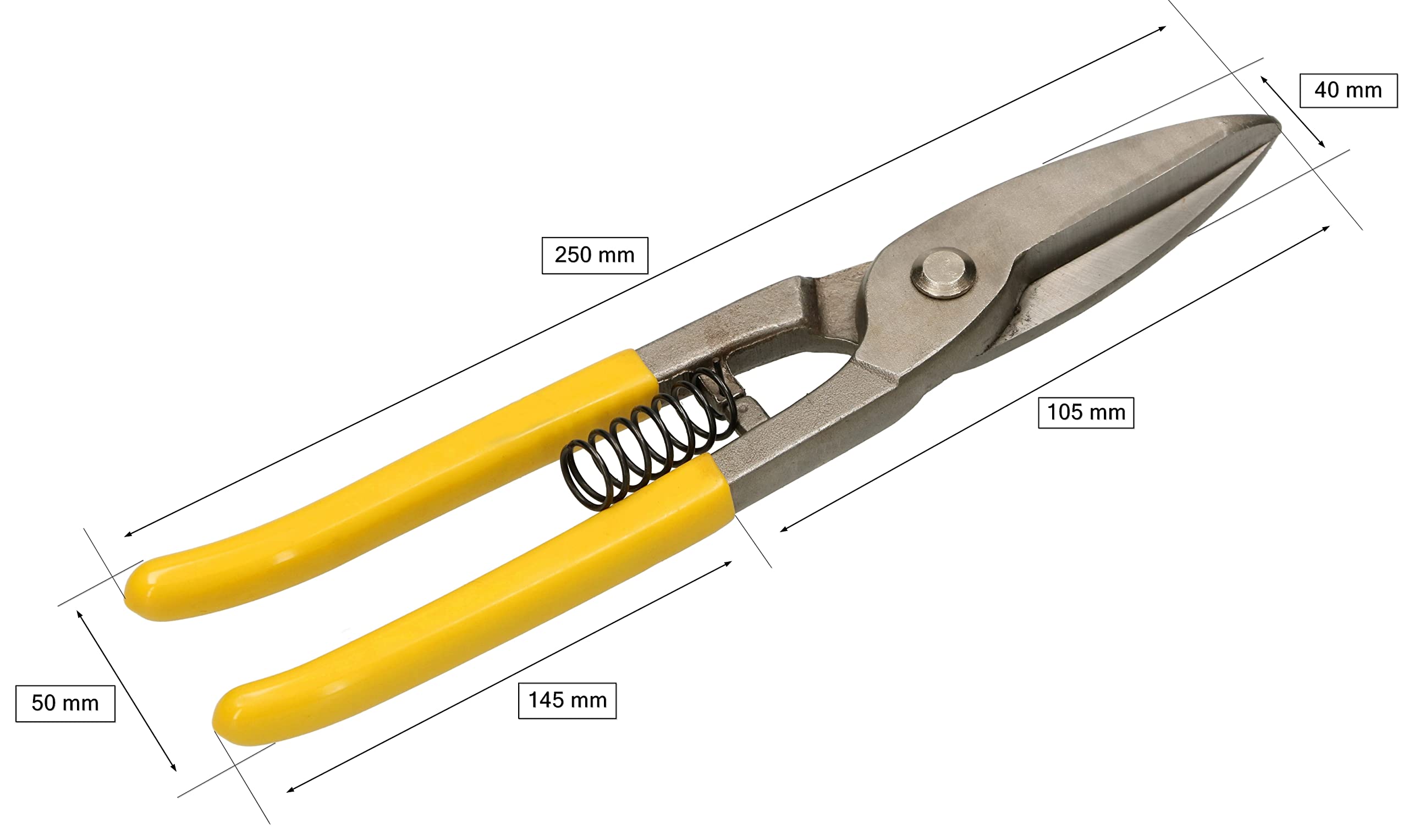 KOTARBAU® 3 x Tijeras de hojalatero derecha, izquierda, recta 250 mm, Tijeras de chapa forjada en acero CrV, Tijera para lámina, Tijera para perfiles laminados, Tijera corta chapa con mango de goma