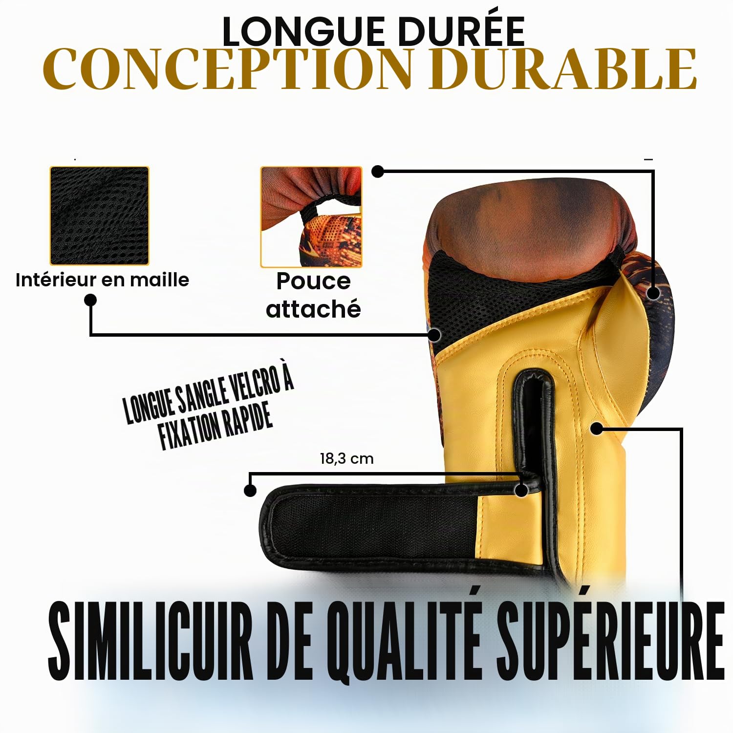 ISLERO Gants de boxe pour enfants Sac de frappe MMA multicouches pour entraînement aux arts martiaux Muay Thaï de 113,4 g 170,1 g 226,8 g.