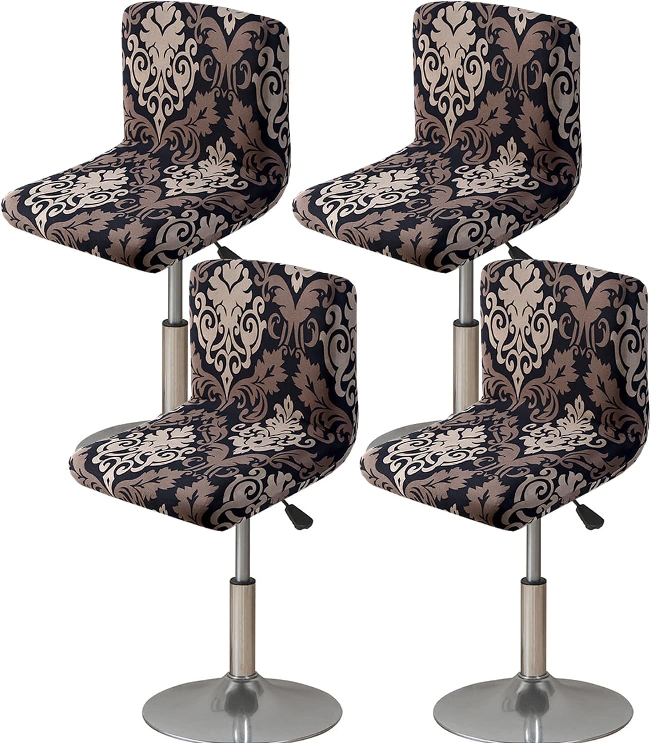 ANWUCHEN Bar Stool Covers with Backs,4 Pack Stretch Chair Removable Washable Swivel Barstool Slipcovers Back for Low Short Chairs Black (XWDSZ0407XZYHYT-2)