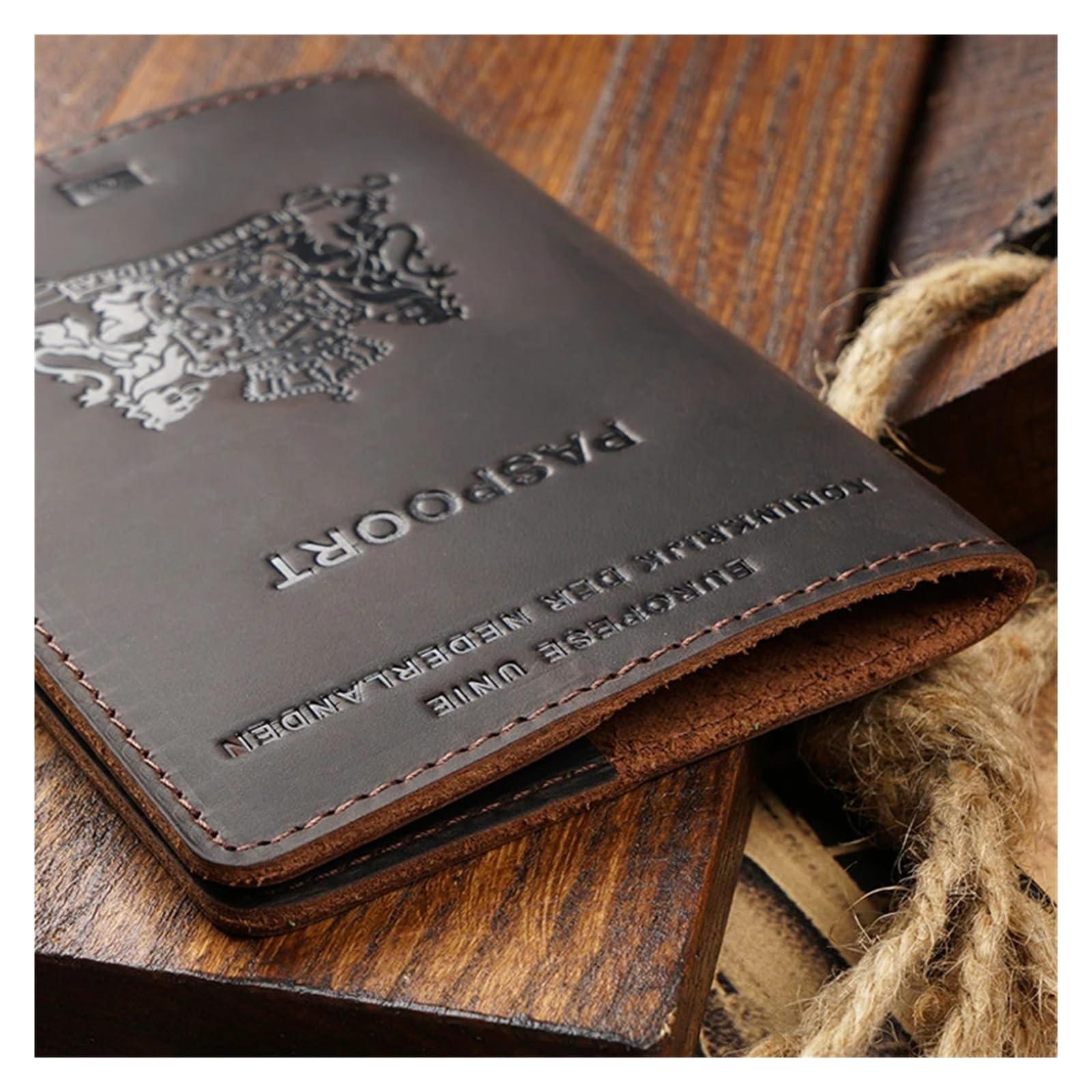 1 custodia for passaporto: portafoglio da viaggio in pelle con scomparti for carte di credito(Brown)