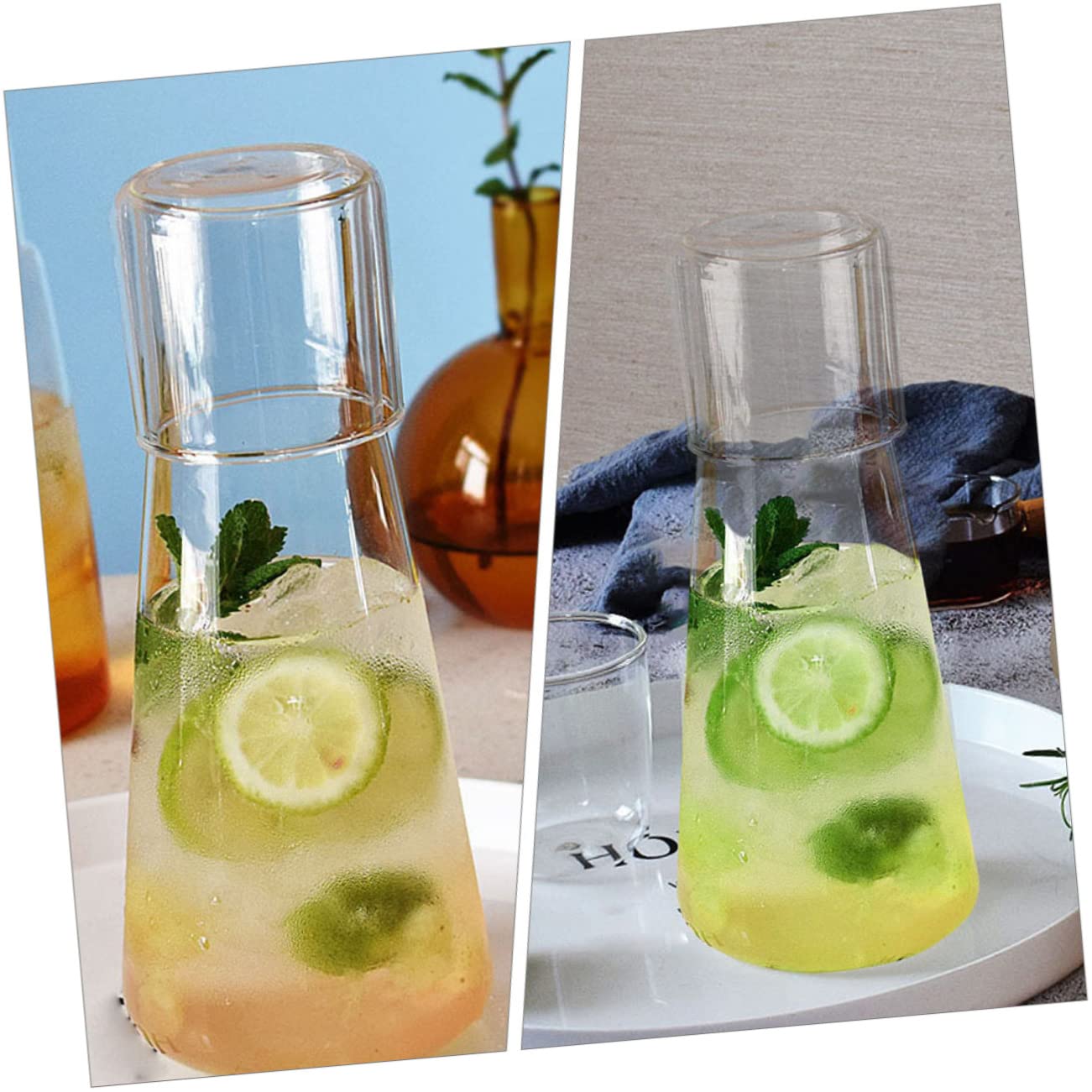 Garneck Large Capacity Water Cup Bedside Water Container Beverage Jug Desktop Water Bottle Clear Tumbler Cup Formula Container Water Carafe Drinking Glasses Beverage Container Transparent