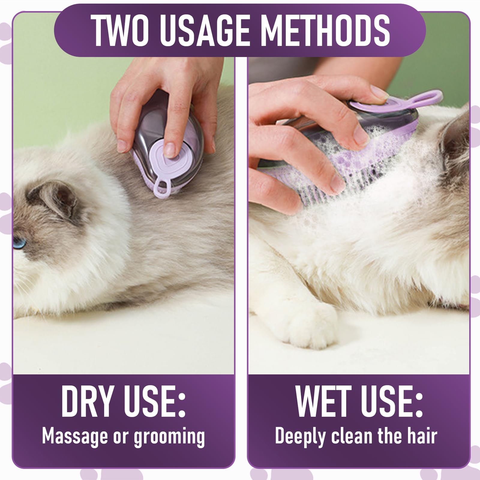 Brosse de Bain en Silicone Souple pour animaux de compagnie Accessoire de Toilettage avec Réservoir et Distributeur d'Eau et Shampoing Massage pour Chiens & Chats à Poils Courts/Longs