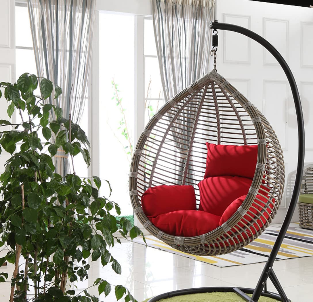 Coussin pour fauteuil suspendu imperméable épais 120x90 cm avec oreiller de jardin rouge