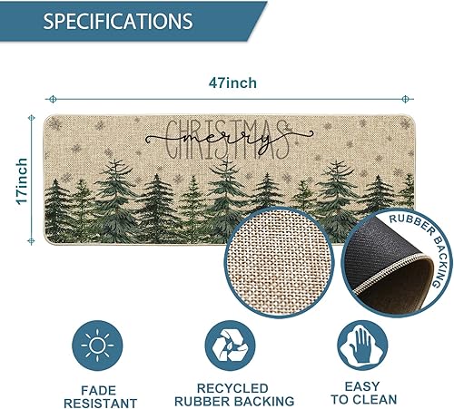 Miniatura 6 de Artoid Mode Tapete decorativo con diseño de copos de nieve y copos de nieve con texto en inglés "Merry Christmas", de temporada de invierno,