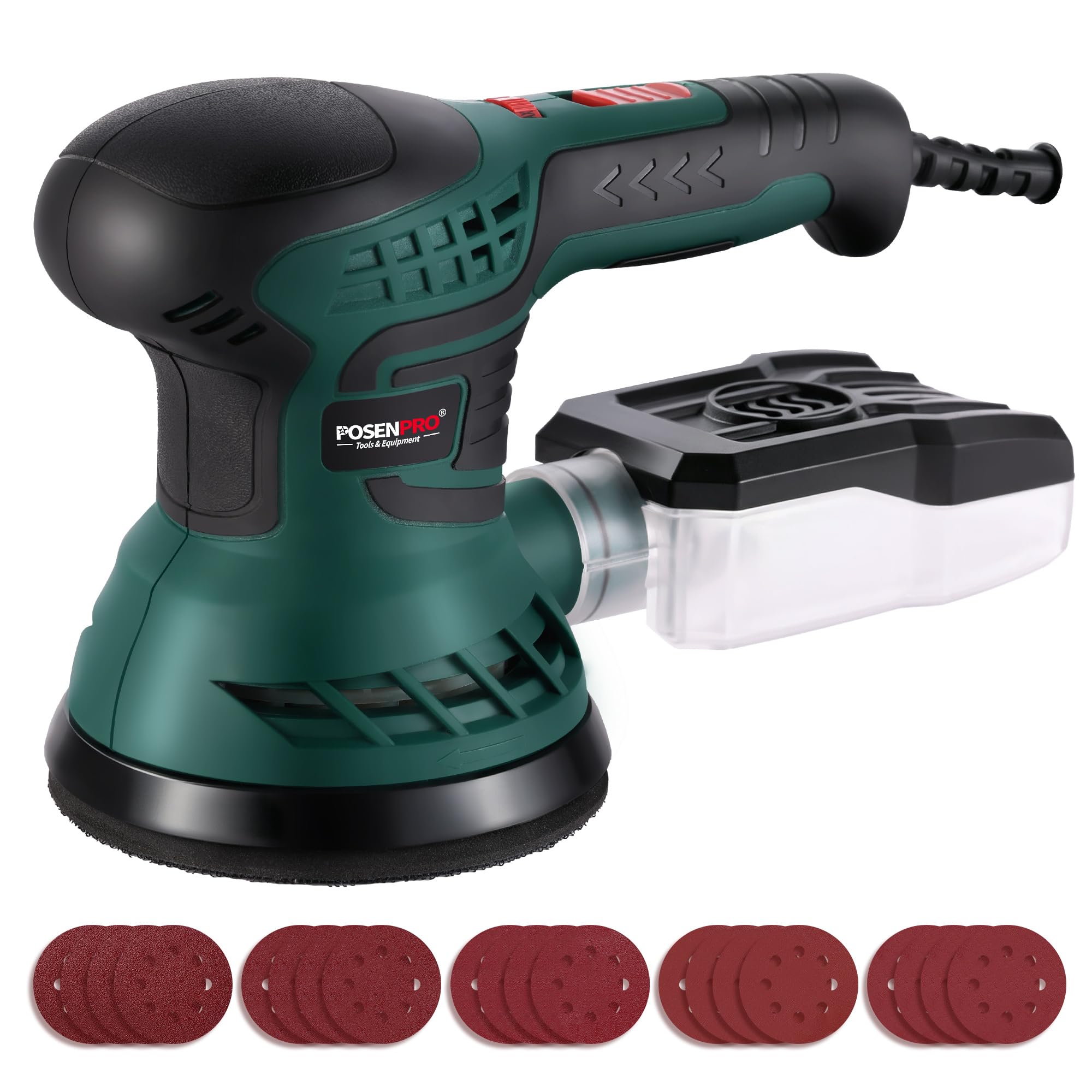 POSENPRO Ponceuse Orbitale Excentrique 350 W, 6 Vitesses, 6000-13000 OPM