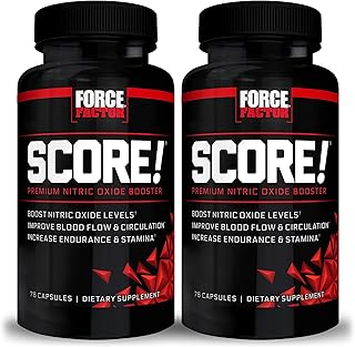 FORCE FACTOR Score!, 2-Pack, Nitric Oxide Supplement for Men, Nitric Oxide Booster with L-Citrulline and Tribulus terrestris to Improve Blood Flow and Enhance Performance, 152 Capsules