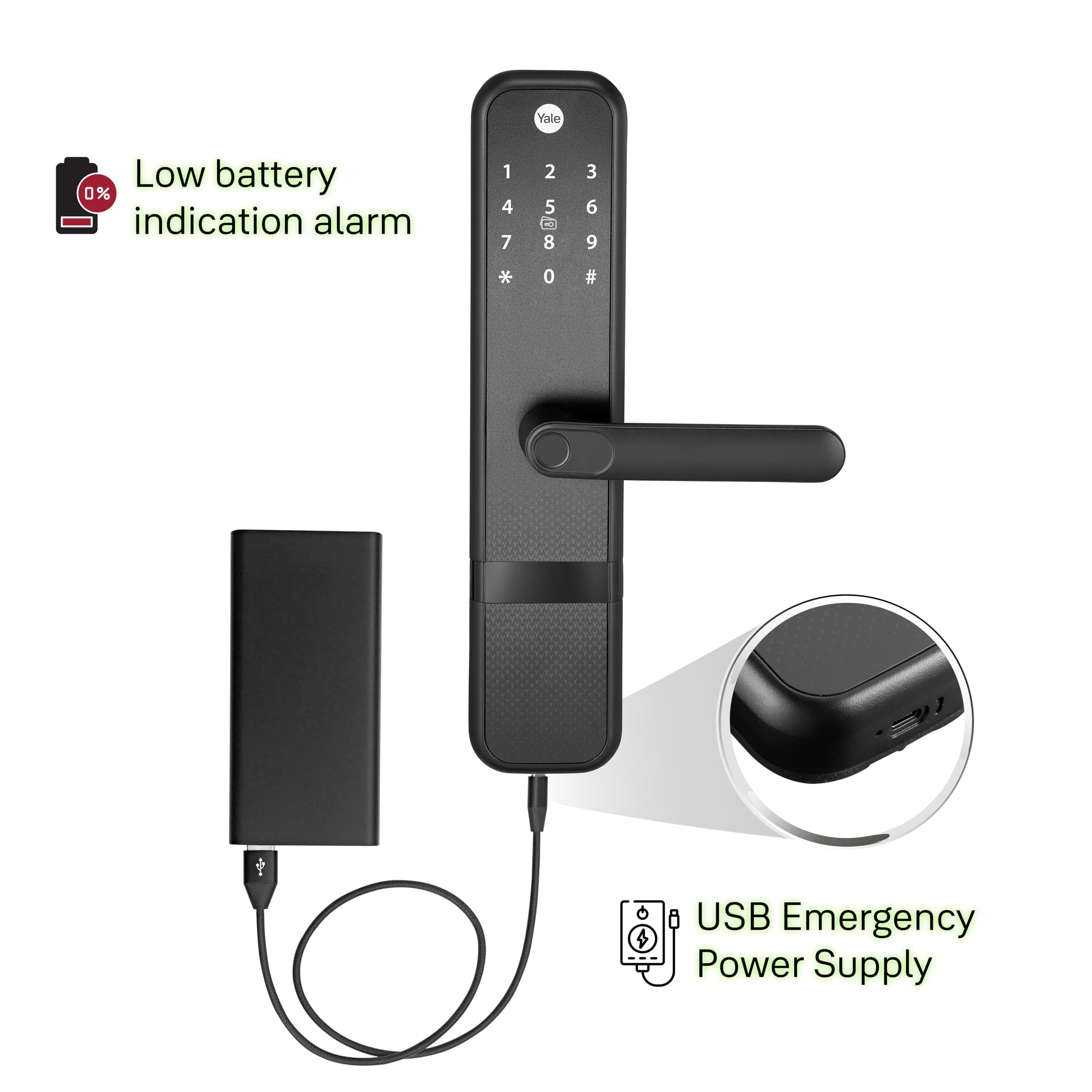 Yale Zuri Smart Door Lock with 5 Way Unlocking (Fingerprint, PIN, RFID, Manual Key) and Built-in Bluetooth (to Access Through Home App) (Black) 3