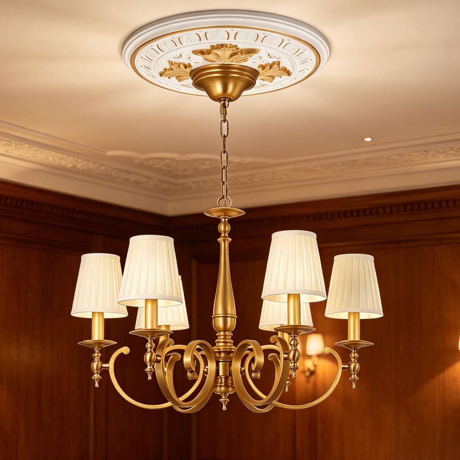Toddmomy Anello decorativo per soffitto a medaglione - Cornice decorativa effetto gesso - Piastra rotonda bianca per apparecchi di illuminazione, nasconde le imperfezioni, diametro interno 4,3" e