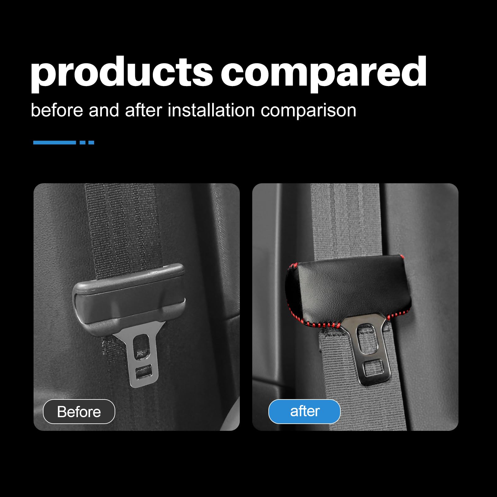 KUNGKIC Car Safety Belt Buckle Covers For 2023 2024 2025 Subaru Crosstrek PU Leather Seat Belt Clips Cover Anti-Scratch Seat Belt Buckle Protector Car Interior Accessories