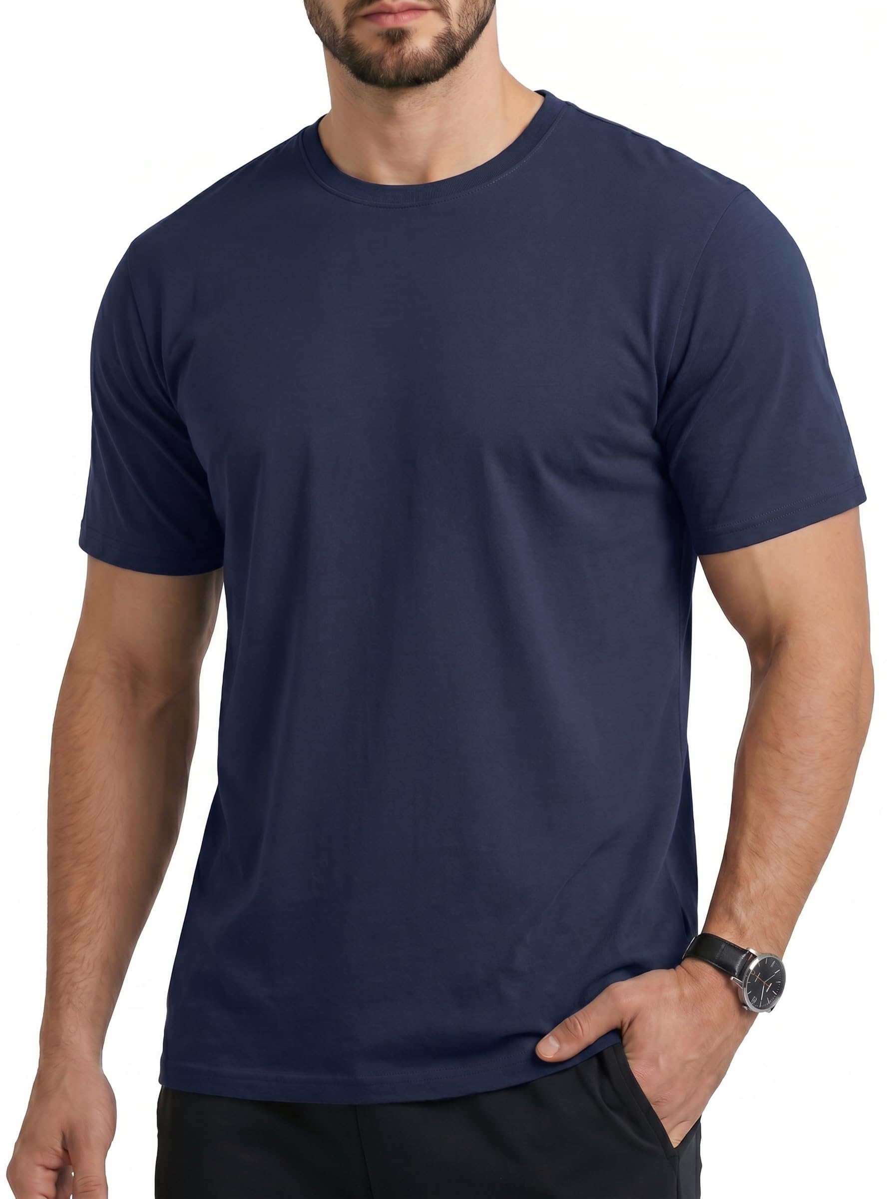 Cavva UV Shirt Herren Sommer Kurzarm T Shirt UPF50+ Rundhals Funktionsshirt Bambus Freizeit Atmungsaktiv Oberteil