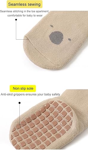 Miniatura 4 de BEHELE Calcetines de agarre antideslizantes para bebés, calcetines cálidos y gruesos antideslizantes, calcetines para niñas y niños recién nacidos