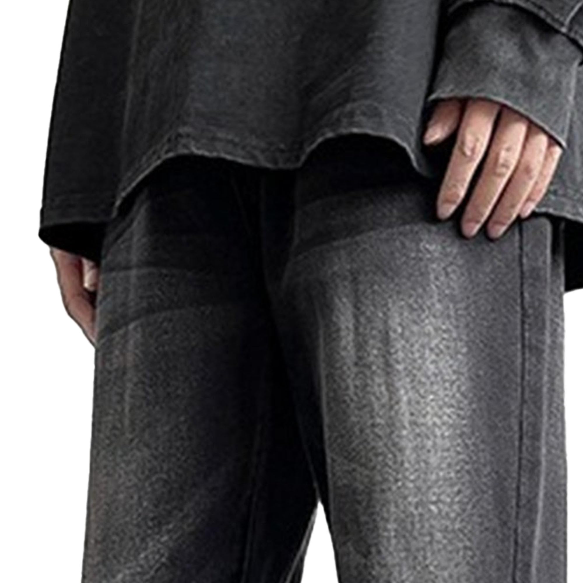 Mens Wide Leg Stylish Skater Jeans Casual Loose Fit Denim Pants Vintage Streetwear Hip Hop Jeggings (Grey,Small)