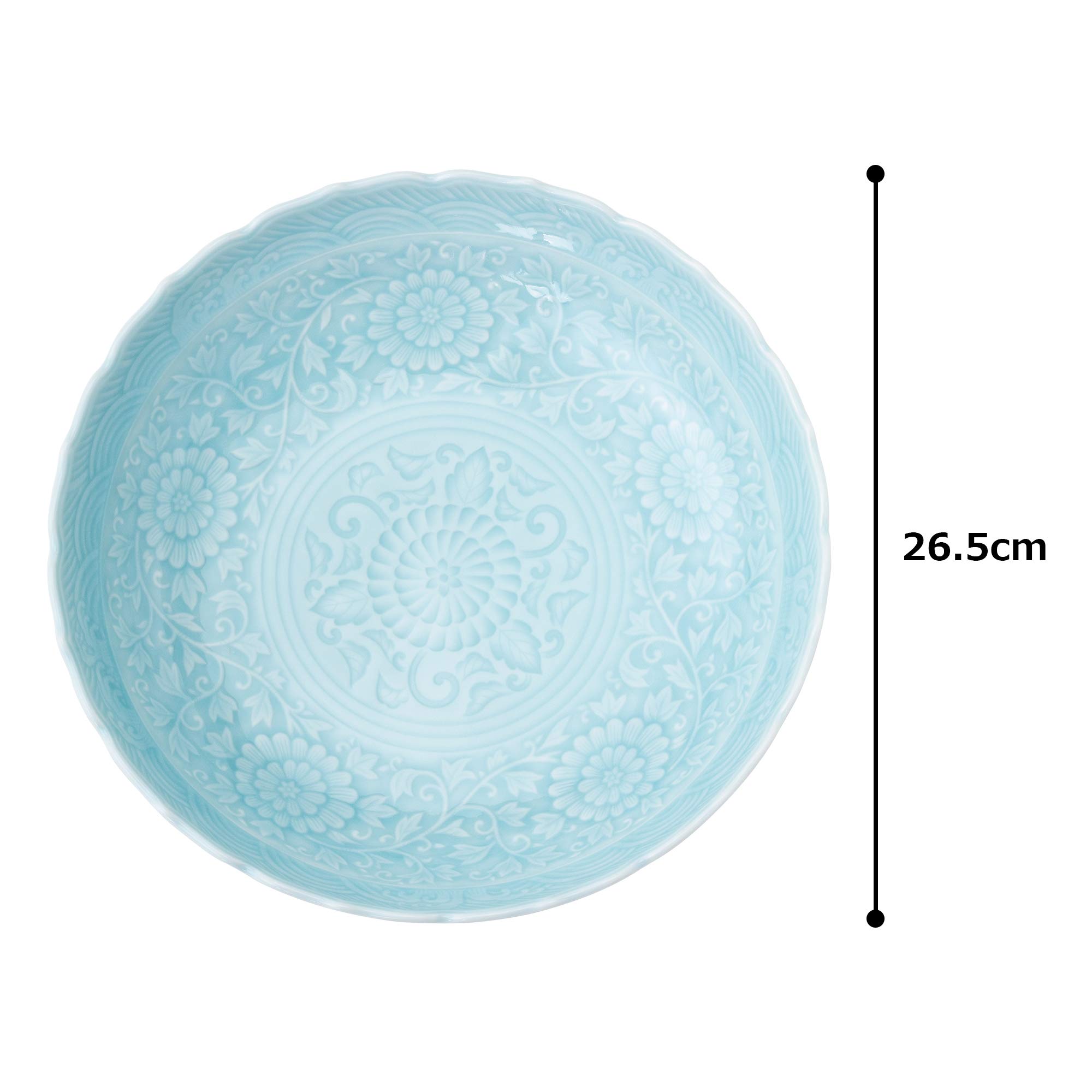 Amazon.co.jp: 西海陶器 有田焼 青白磁 桔梗渕盛鉢 直径26.5cm (化粧箱