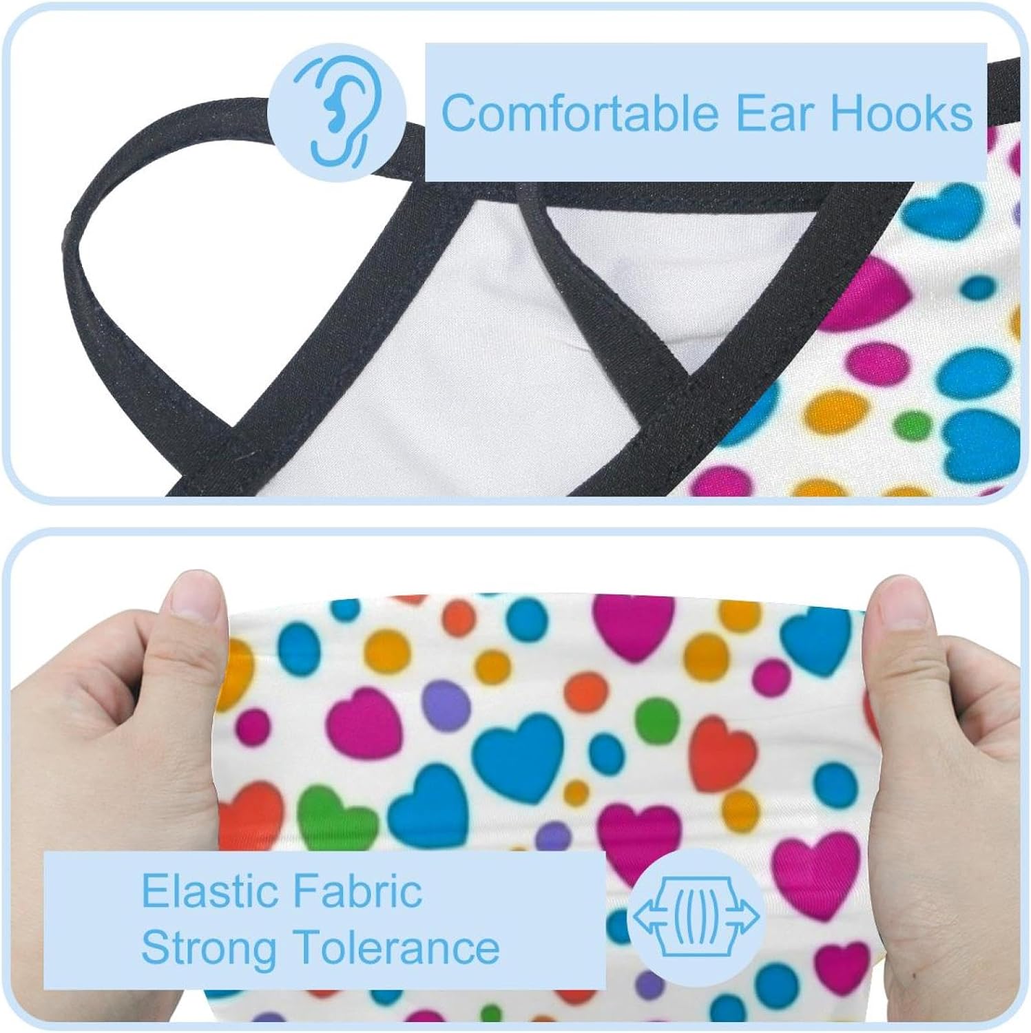 4 Pack pring colored hearts and dots (16) Neck Gaiter Face Cover Scarffor Skiing Fishing Hiking Cycling