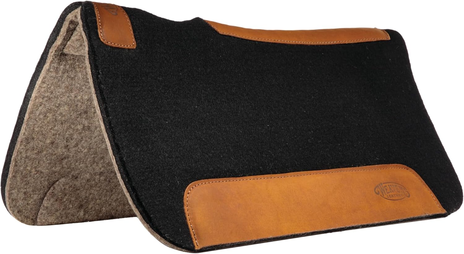 Weaver Equine 25″ x 26 Pony Contoured Pure Wool Felt Horse Saddle Pad, Shock Absorbing Western Saddle Pad for Comfort Protection, ‎Black/Natural