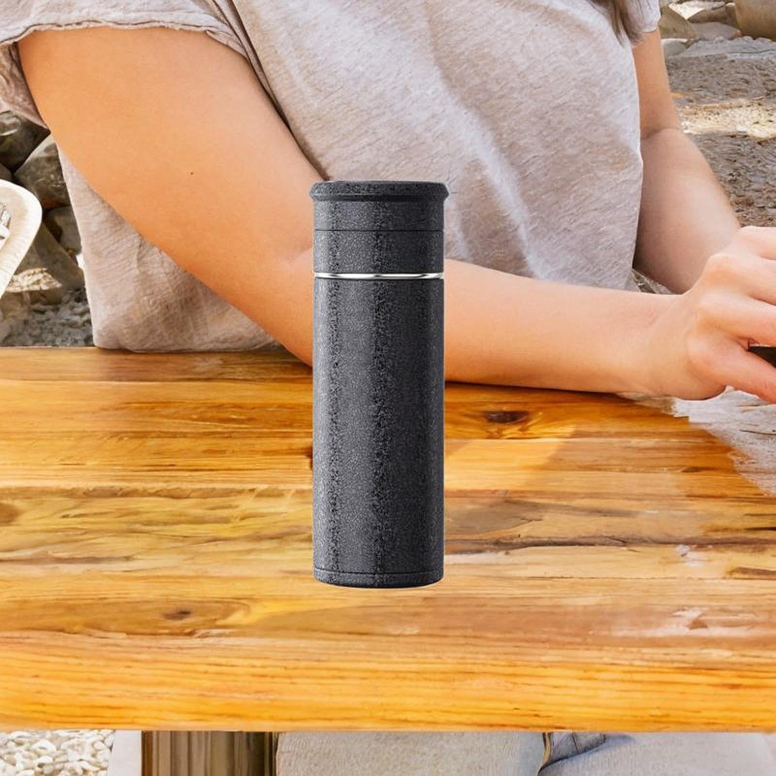 Botella Térmica con de Té de 500 Ml. Botella de Agua Térmica Portátil. Vaso Térmico para Té, Ideal para El Hogar Y Los Viajes Diarios, Grieta de Hielo Negra, tal como se describe