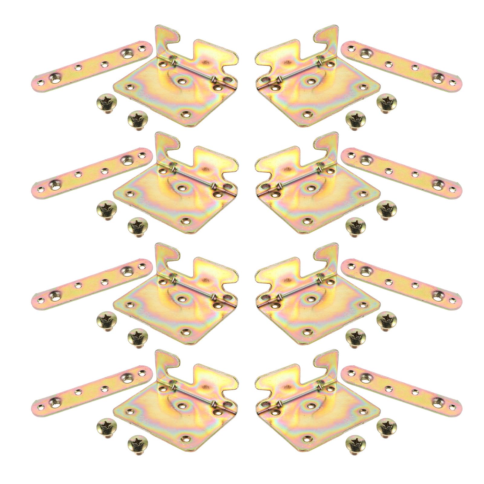 8 Set di Staffe per Ferramenta del Telaio del Letto in Metallo da 2.0 Mm, Accessori per Mobili con Cerniere Invisibili e Bulloni Antirumore per Montaggio Testiere e Sponde,