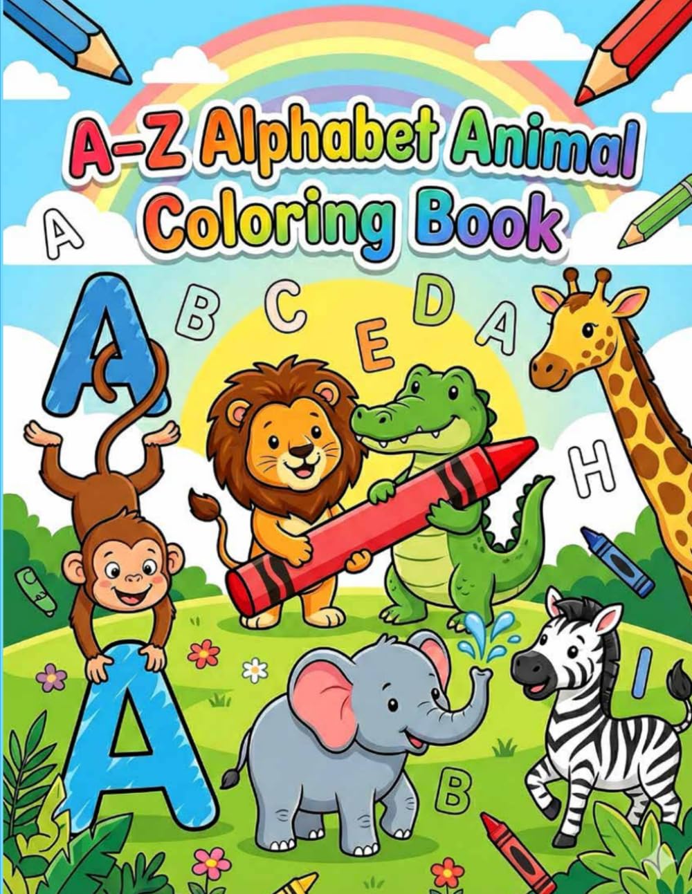 A-Z Alphabet Animal Coloring Book for Kids | 26 Educational Coloring Pages | Printable ABC Animals | Instant Download PDF