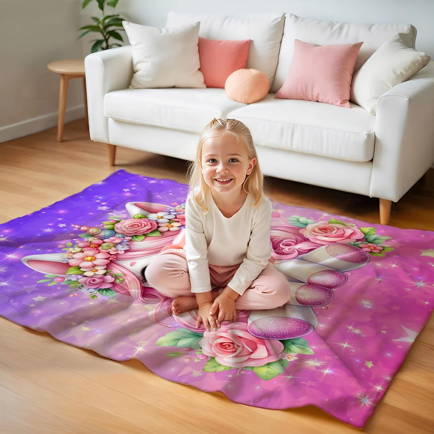 Unicorn Gift for Girls, Kids Throw Blanket for Kids Teens, Comfy 60" X 50" Animals Blanket for Bed Living Room Travel Camping Home Decor Garden Party Decor