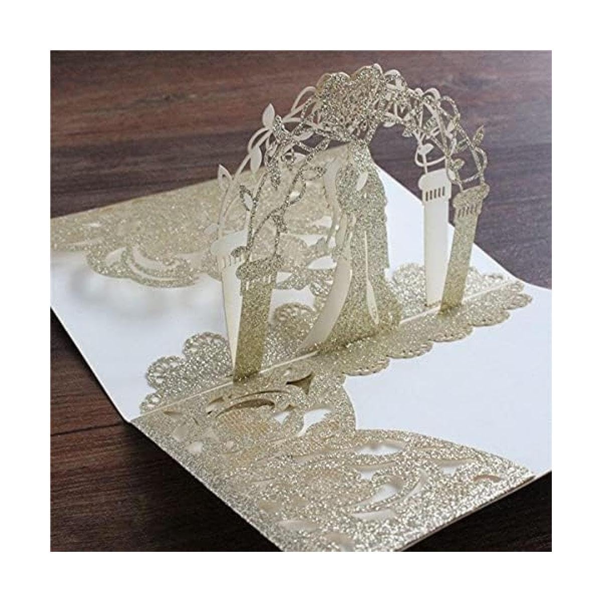 esmen 50SETS 3D Pop -up Laser Cut Cards Inviti di Nozze Cavi, schede di invito di Nozze Personalizzate per inviti Nuziali Sweet Engagement
