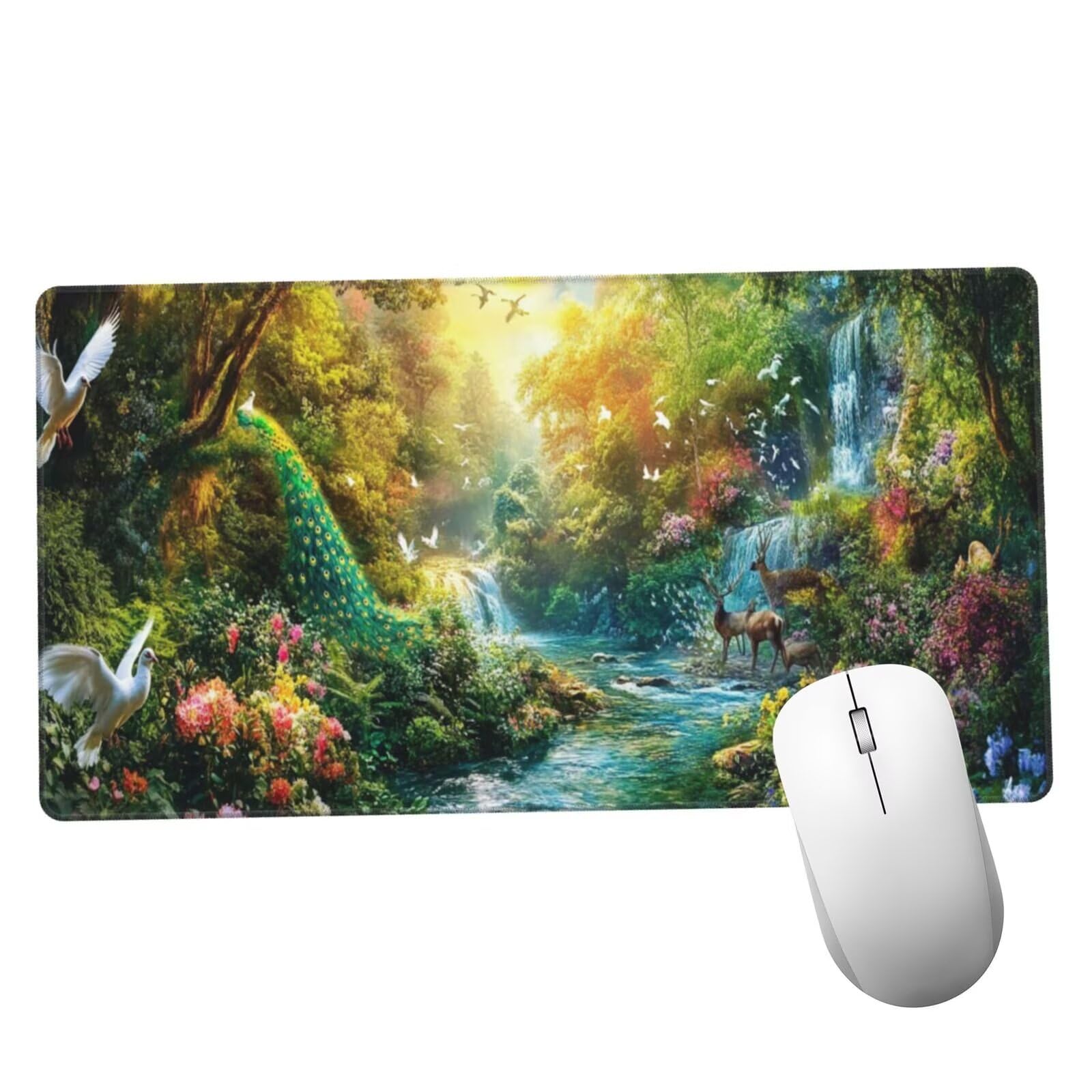 Kolorowa podkładka pod mysz Podkładka pod mysz do gier Duża XXL Krajobraz 1400 x 600 x 3 mm Wodoodporna mata biurkowa, szyta krawędź, bardzo duża tkanina podkładka na biurko, dla graczy, akcesoria do