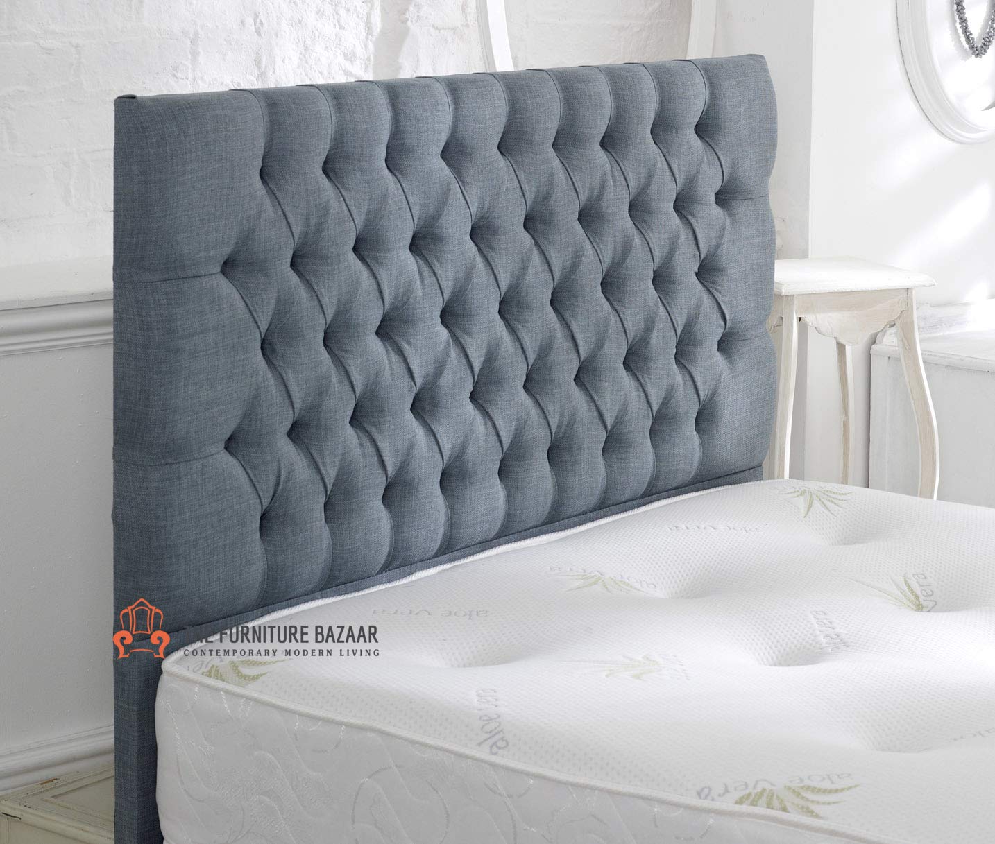 The Furniture Bazaar Chesterfield Floor Standing Upholstered Headboard (5ft King Size)