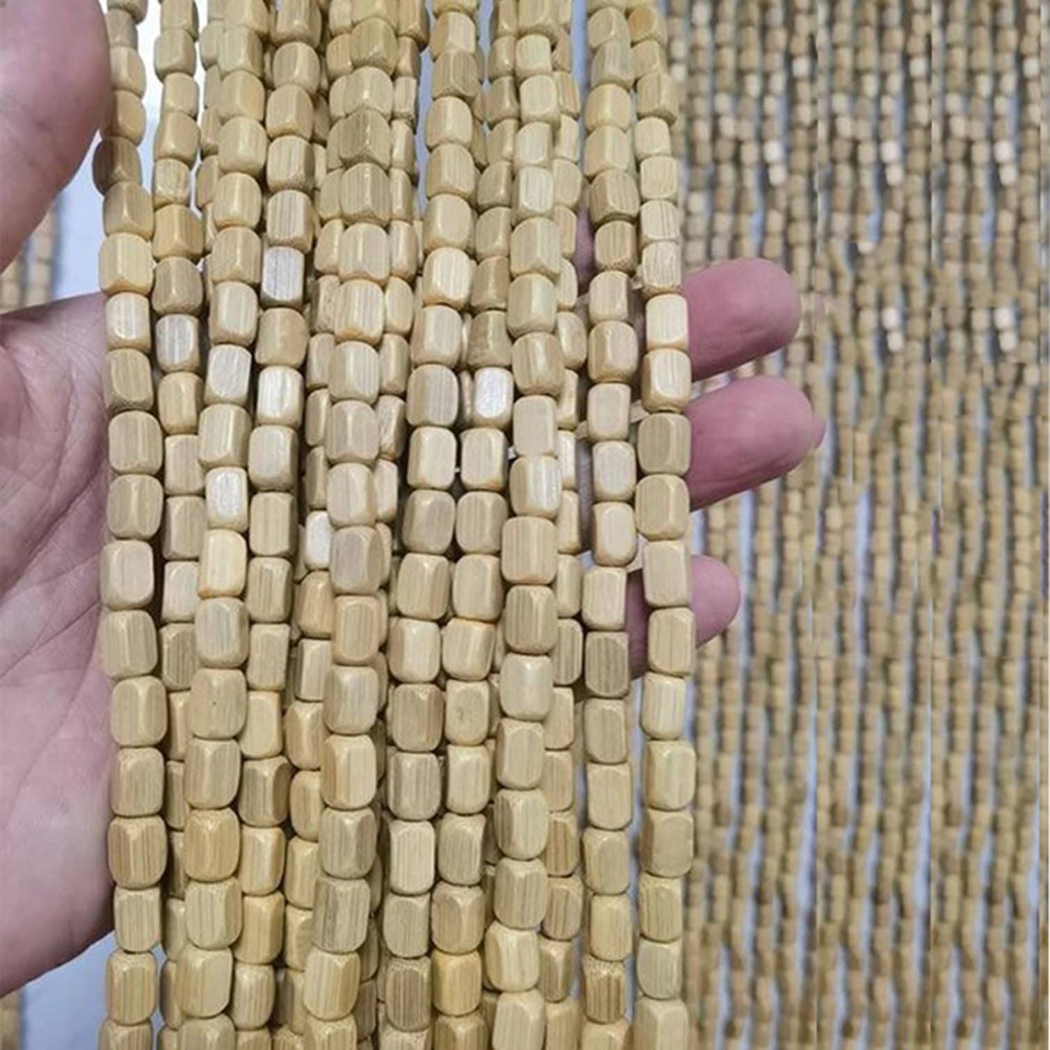Rideau en Perles de Bambou,Rideau de Porte en Perles de Bois,Moustiquaire à Perles Anti-Insectes,Decore à Suspendre pour Salon Chambre,Personnalis,Largeur x Hauteur (60cm x 200cm(60 brins))