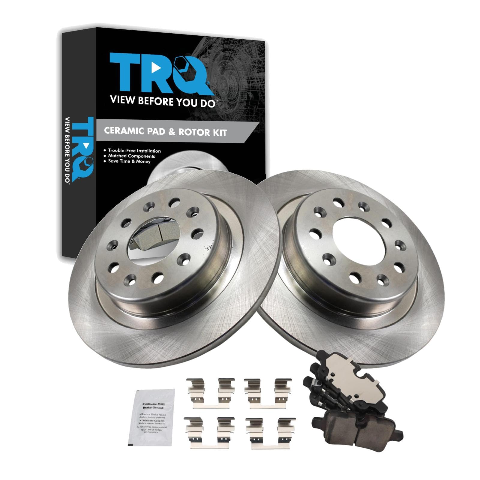 TRQ Rear Brake Pad and Rotor Set Ceramic Compatible with 2020-2021 Chevrolet Malibu 2021 Equinox GMC Terrain