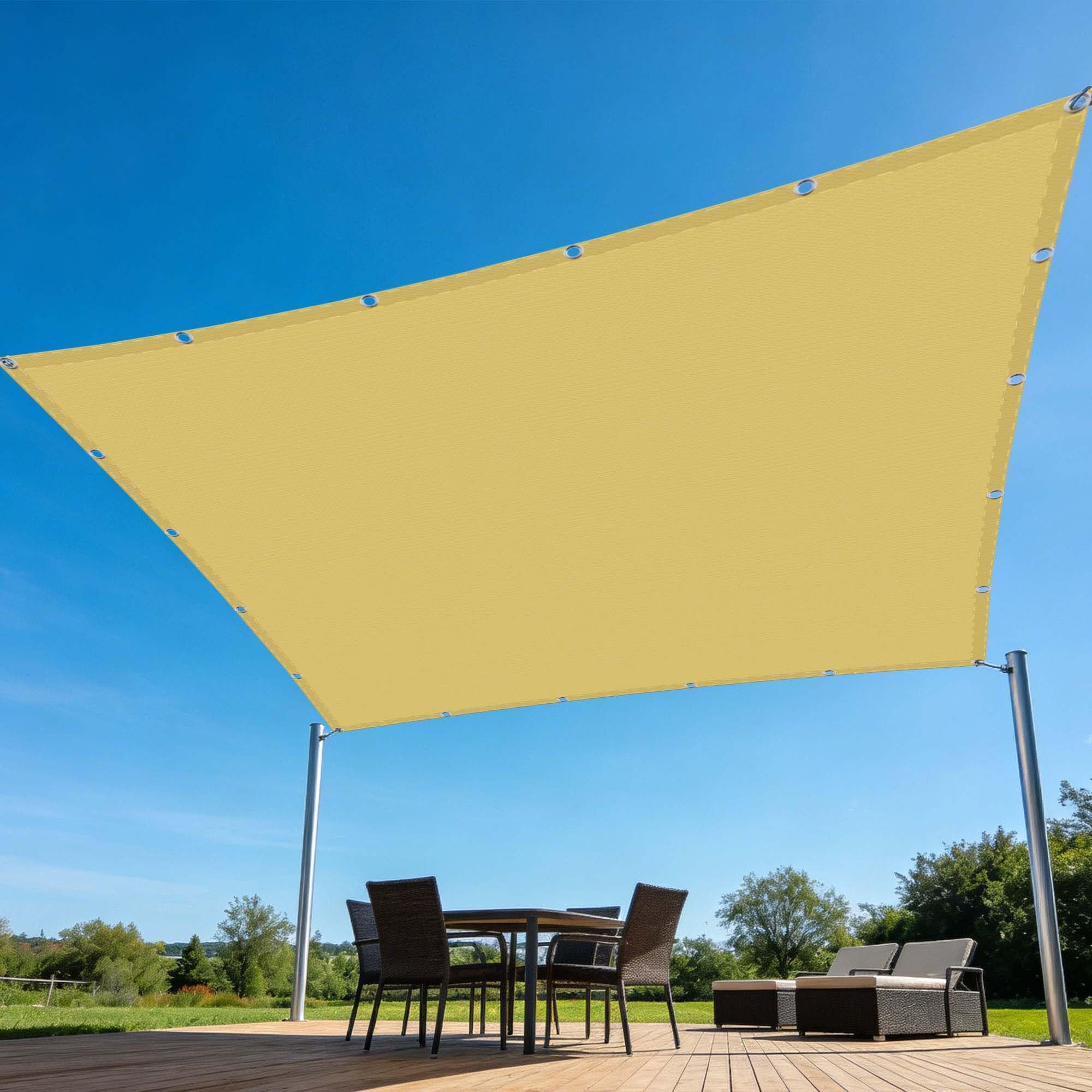Voile d'ombrage 1 x 3 m polyester extérieur filet ombrages anti-déchirure patio sable