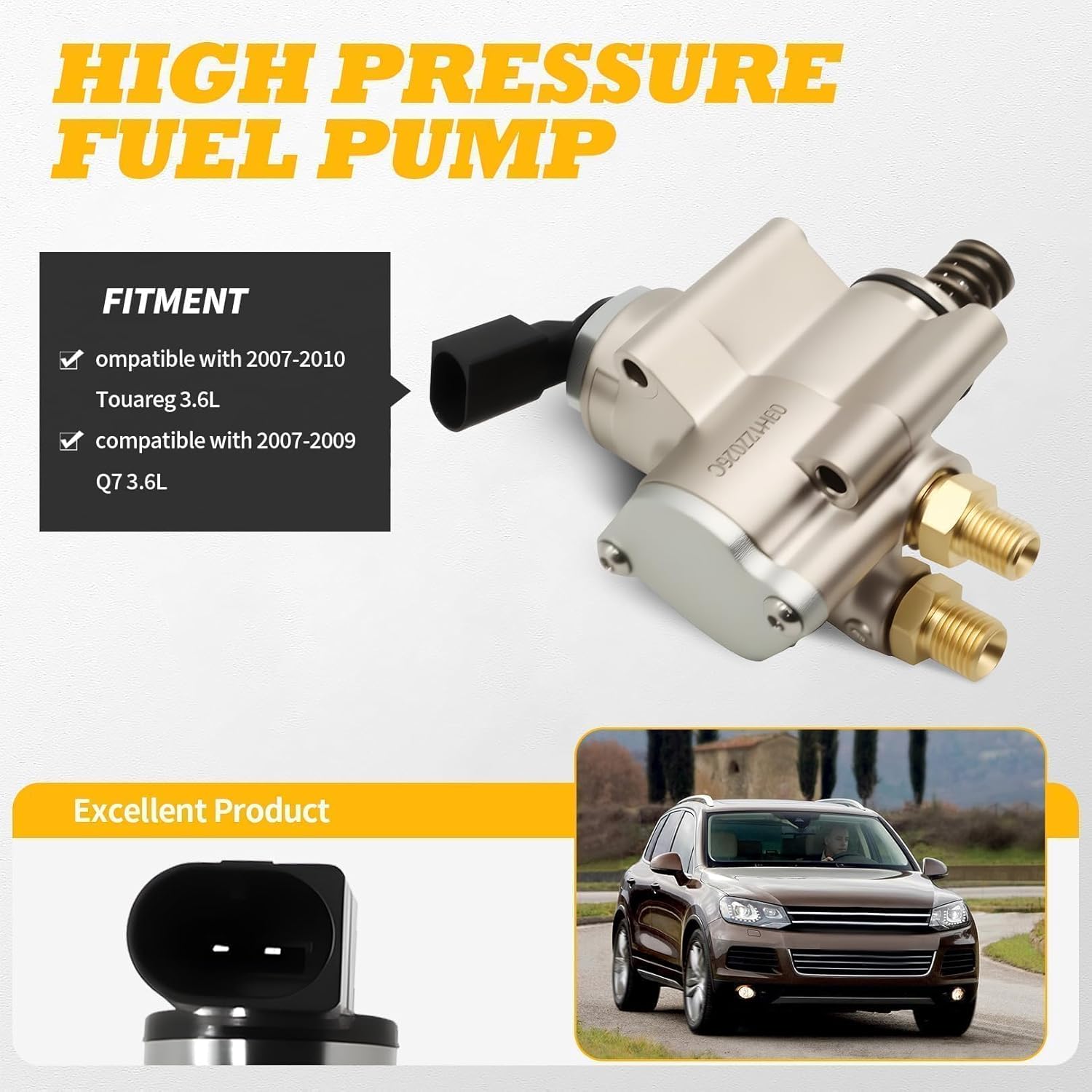 03H127025C High Pressure Fuel Pump Compatible with 2007-2010 Touareg, 2007-2009 Q7 3.6L GDP607 95511031600 HPP0013 HM10042