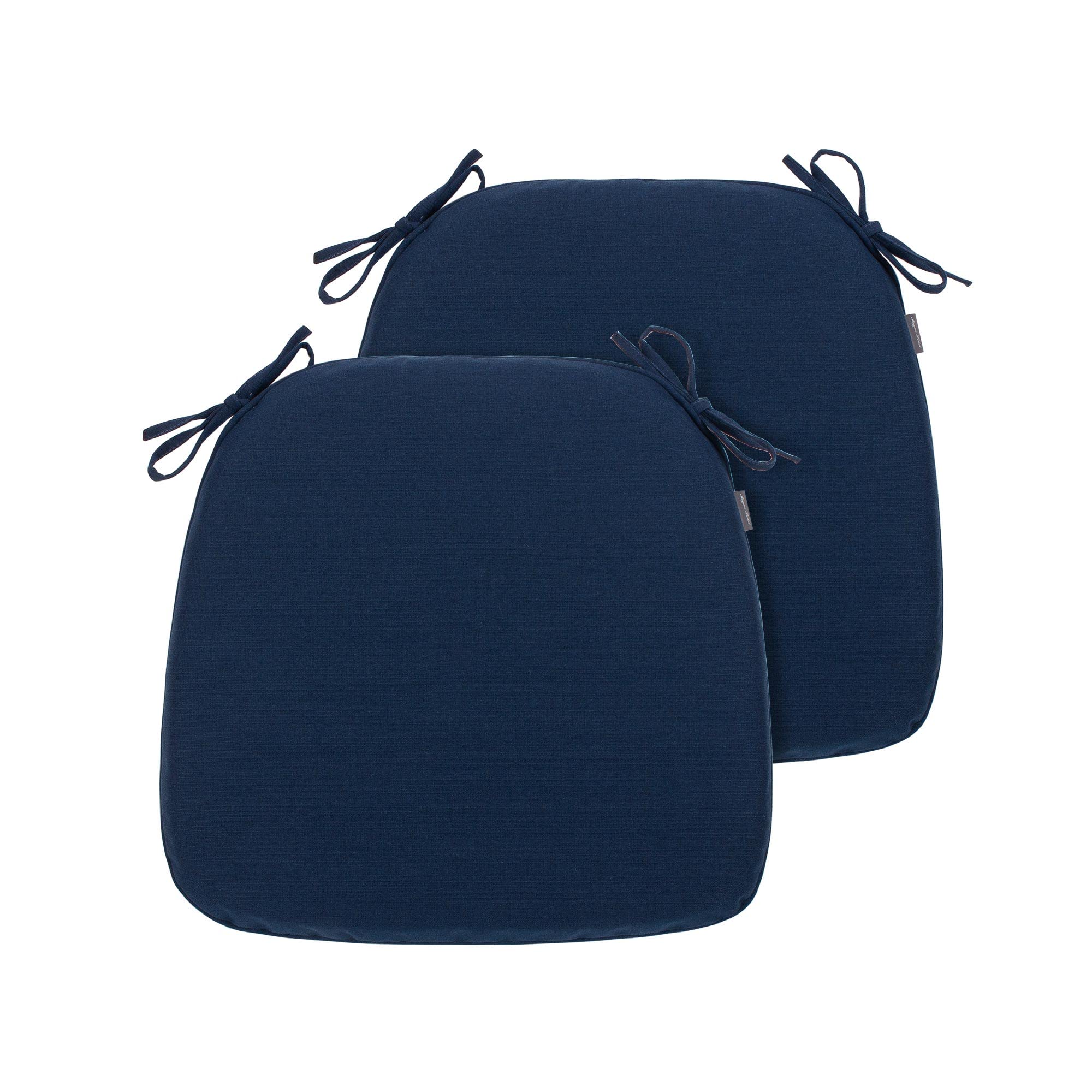 Photo 1 of 17"x16"x2" U-Shape Chair Cushions with Ties 2 Count, Outdoor Indoor Waterproof All Weather Seat Pads Decoration for Patio Garden Dining Office - Navy Blue Navy Set of 2