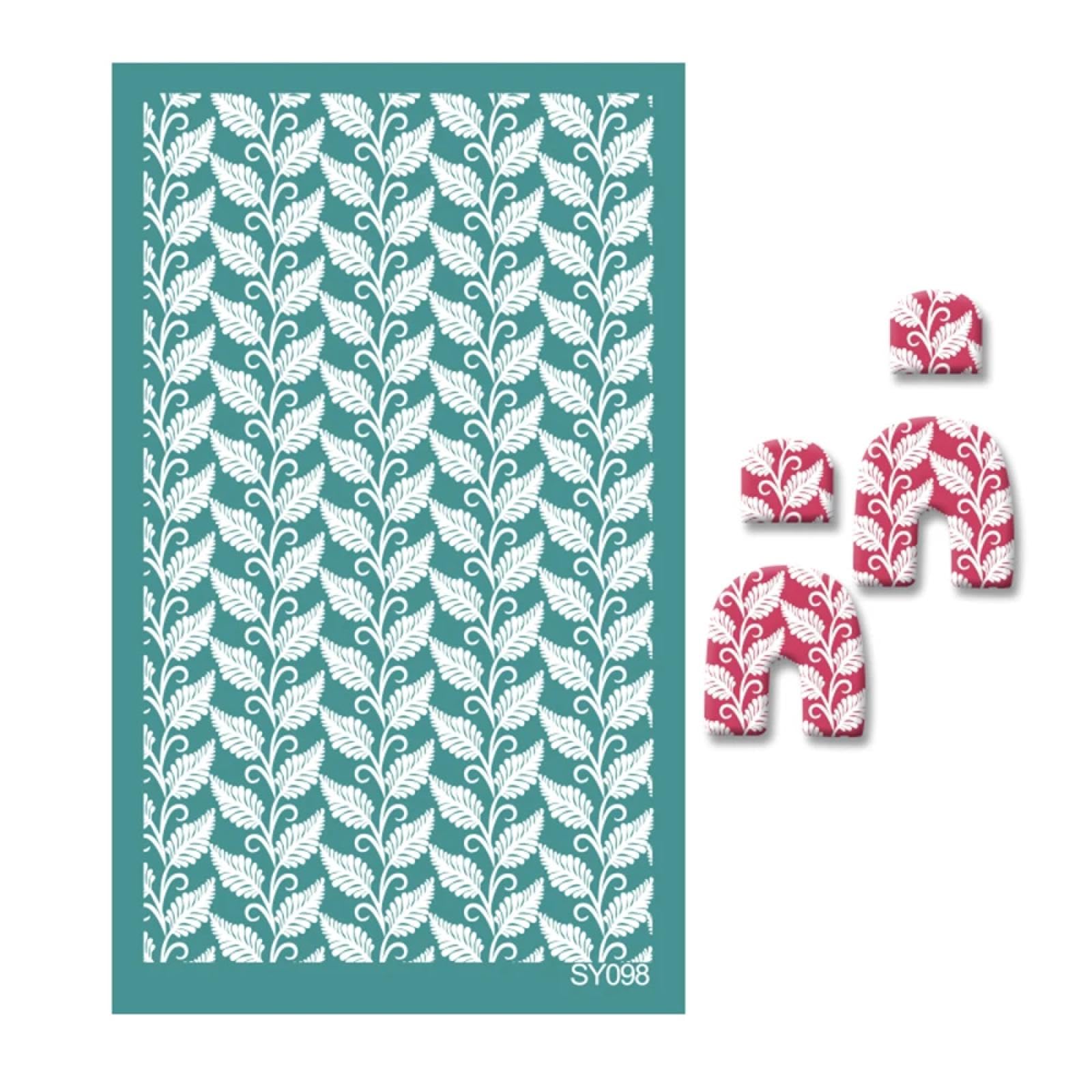 MANGOUSONG Screen Printing Kit,9x15cm Earring Silkscreen Stencils for Polymer Clay Reusable Silk Screen Printing Mesh Transfer Crafts Style 11