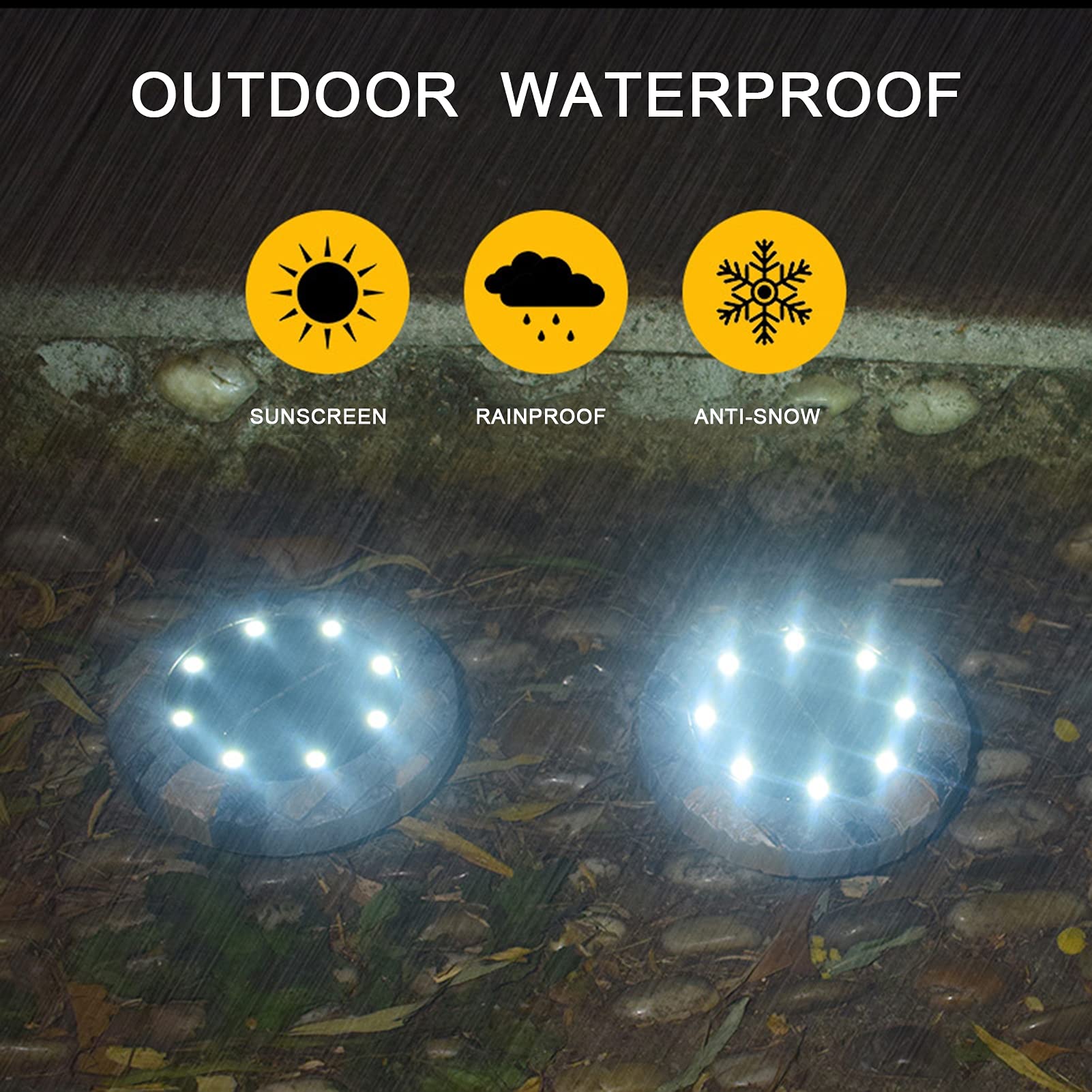 Lampy solarne na zewnątrz, 8 stopni LED światła zasilane energią słoneczną, wodoodporne symulacja oświetlenie kamienia do krajobrazu, chodnika, trawnika, tarasów, ścieżki ogrodzenia schodów, białe światło