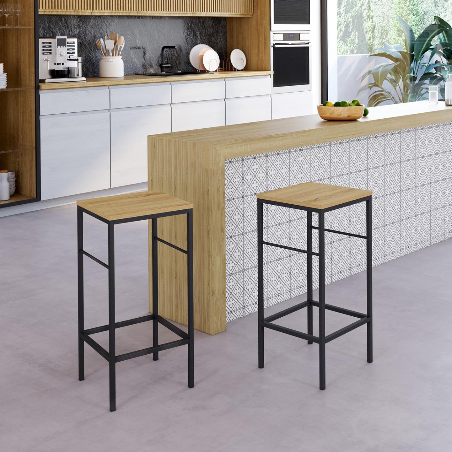 IDMarket - Lot de 2 tabourets de Bar Detroit Design Industriel