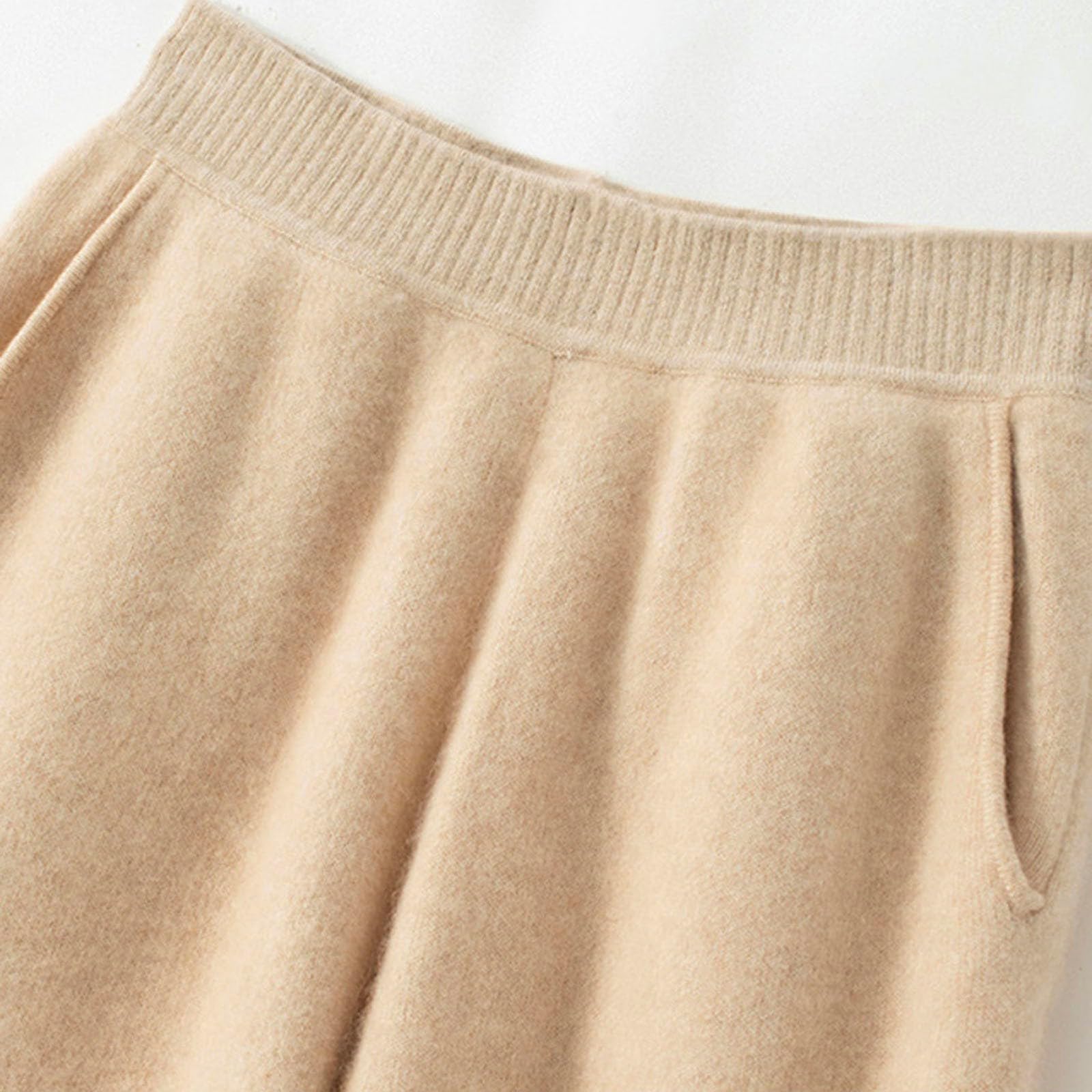 Generisch Pantaloni da donna in lana con gamba larga, per autunno e inverno, a vita alta, per il tempo libero, elasticizzati, in tessuto, da lavoro, lisci, eleganti