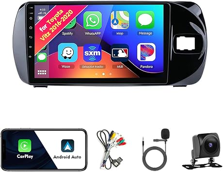 Car Radio Stereo for Toyota Vitz 2016-2020, Android 13, 9" IPS Touch Screen Upgrade Dash Kit with CarPlay & Android Auto, GPS Navigation DSP SWC 5G WiFi Camera 4CORE 1+32GB