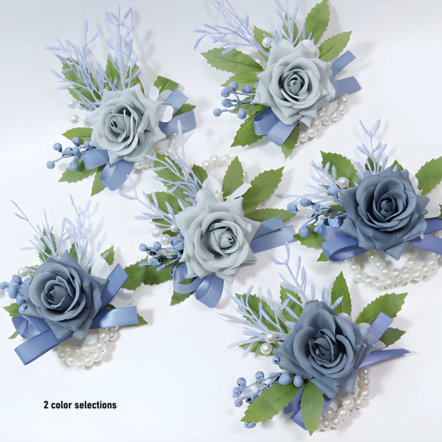 what color corsage for light blue dress Light Blue Rose Wedding Corsage With Babies Breath