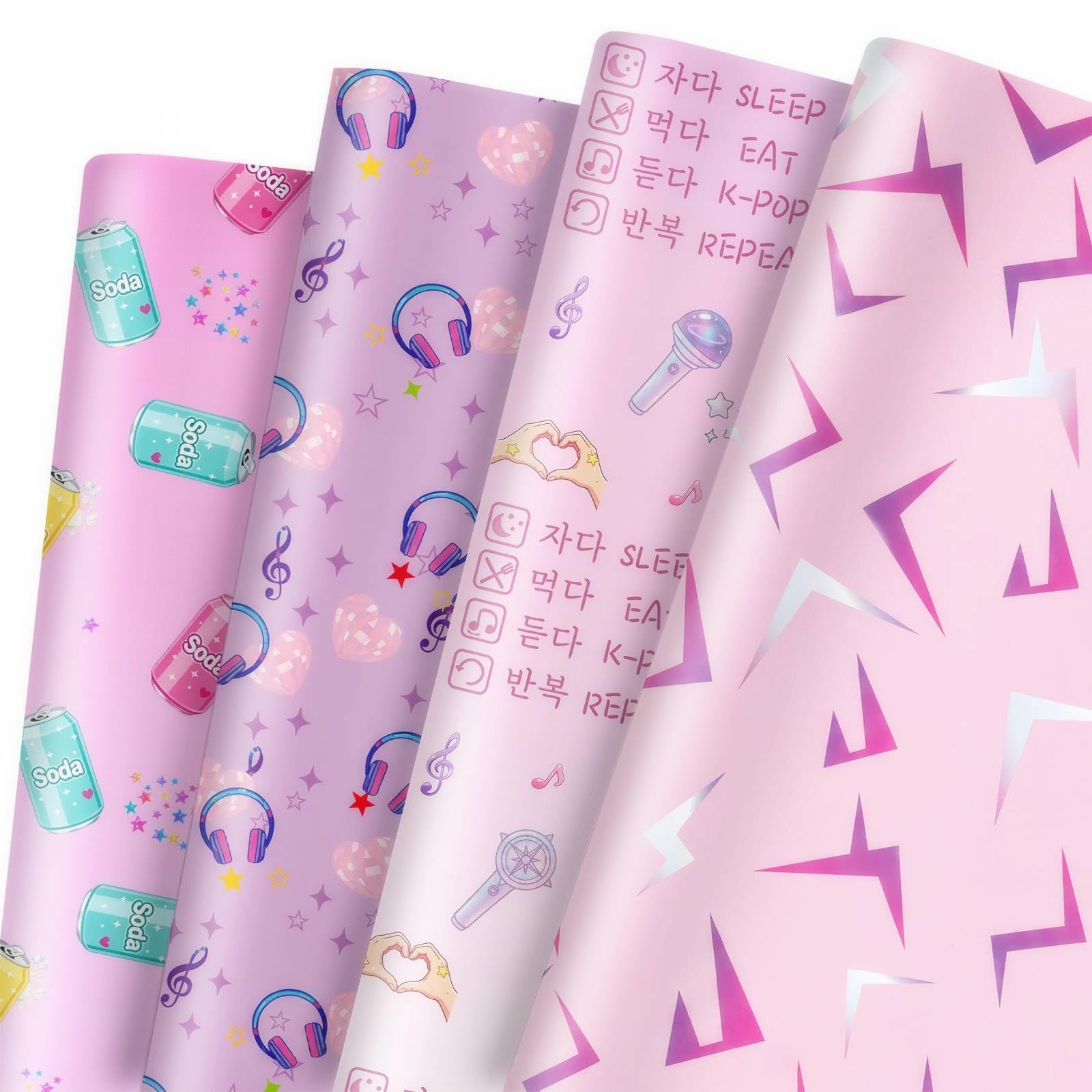 GleeWrap Kpop Wrapping Paper for Girls，K pop music Gift Wrap