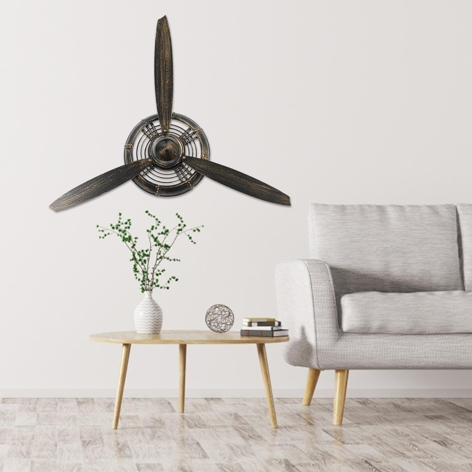 VINTORKY Retro Wanddeko aus Eisen im Vintage Stil mit Einzigartigem Propellerdekor Kreativer Wandbehang als Wandschmuck für Büro und Fotografie Requisite