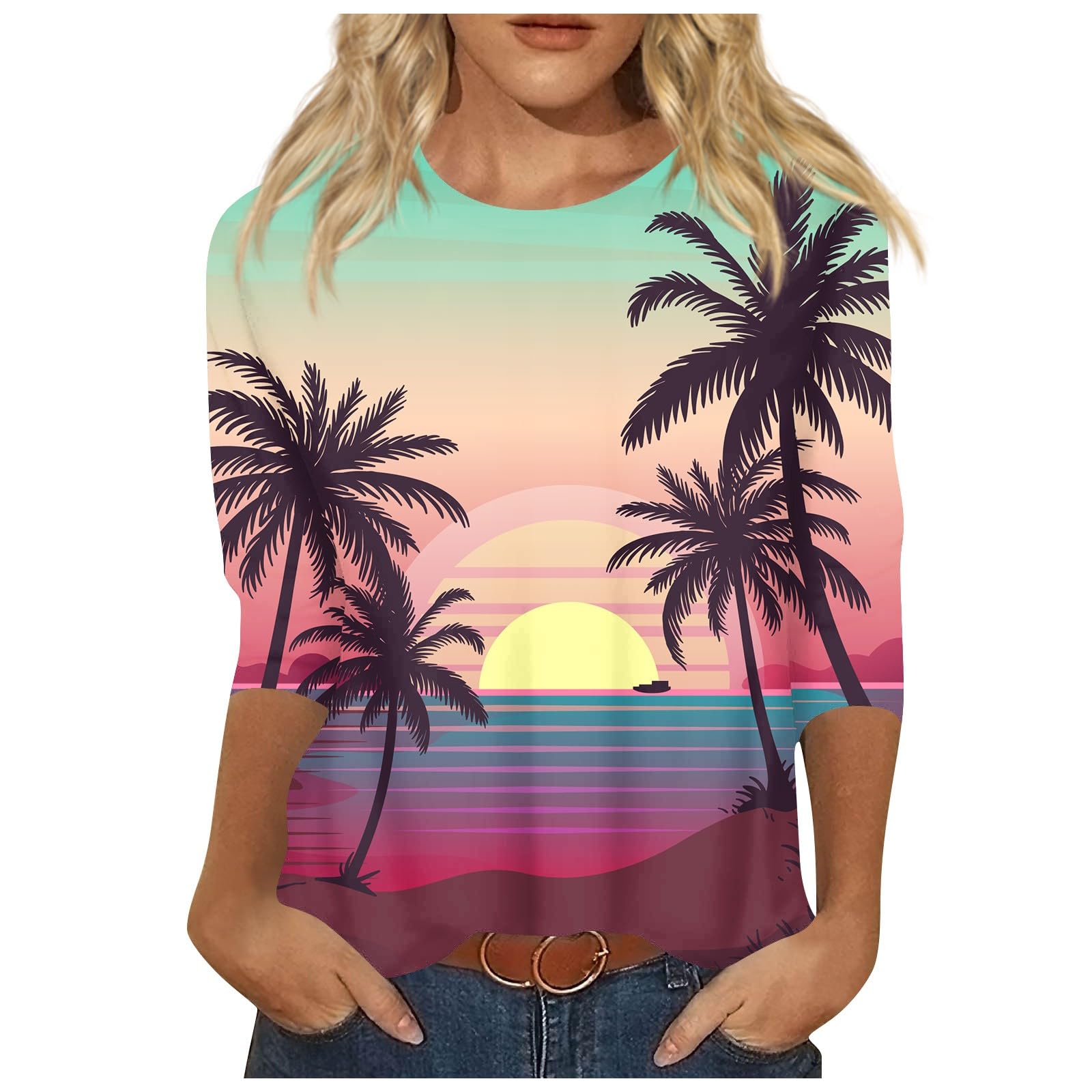 ChicCrate Top primaverile da donna alla moda a maniche lunghe girocollo felpa geometrica blocchi di colore camicetta da lavoro camicetta ampia tunica