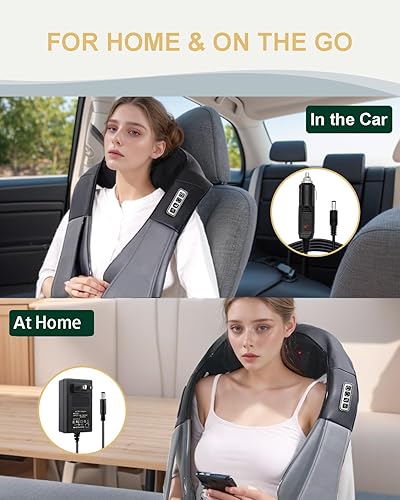 Miniatura 9 de Masajeador de cuello con calor, masajeador Shiatsu de hombros y espalda, masajeador eléctrico de espalda, almohada de masaje para tejido profundo,