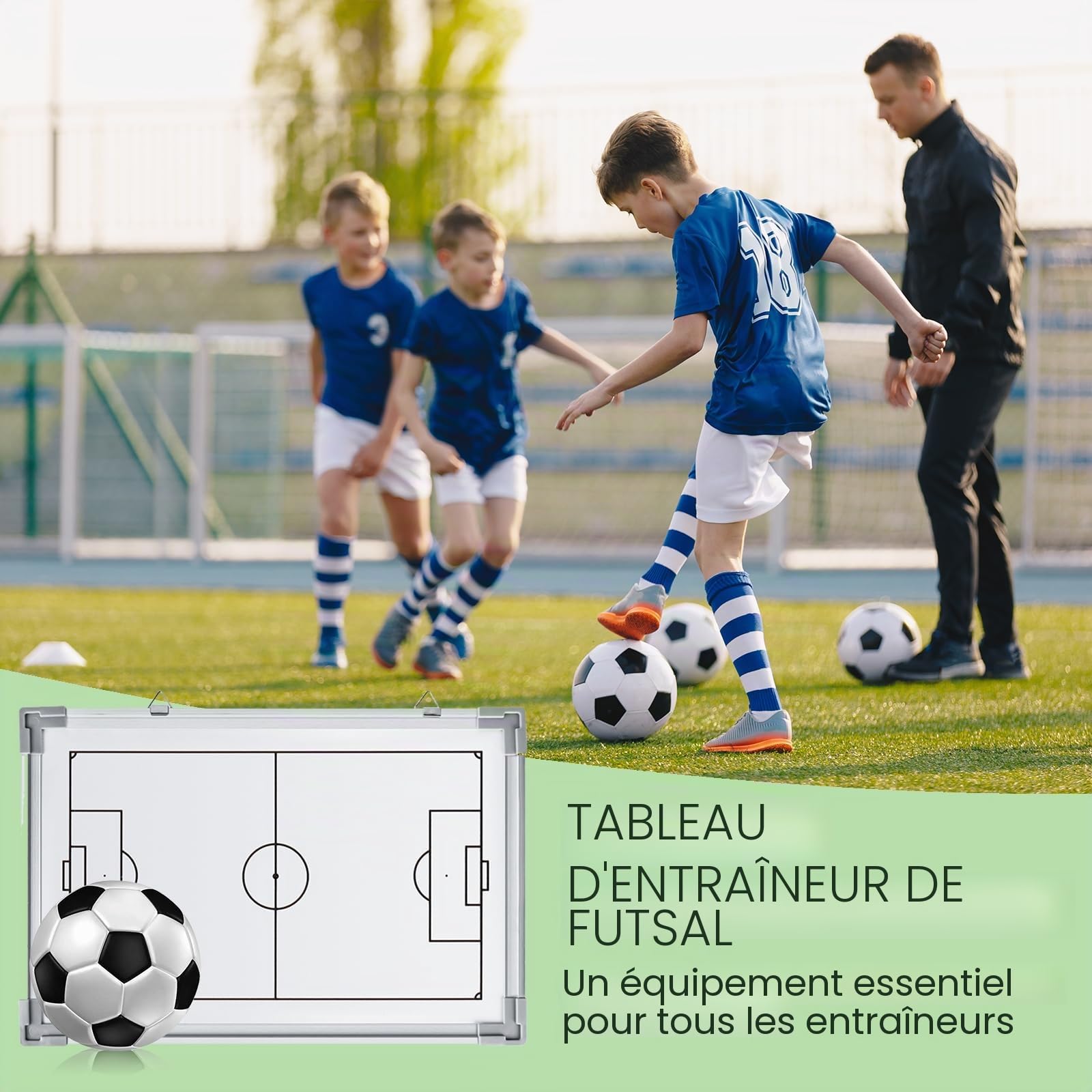 RoseFlower Tableau Tactique de Football, Entraîneur de Football Magnétique Stratégie Panneau kit Entrainement Football avec Marqueur et Gomme - Soccer Coach Board pour Entraînement, Compétition#4
