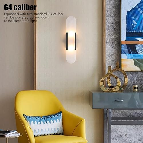 Miniatura 3 de Gavigain Lámpara de pared LED de fuente de luz, lámparas de pared con pilas, luz de pared LED de mármol esmerilado de carga extraíble con base G4