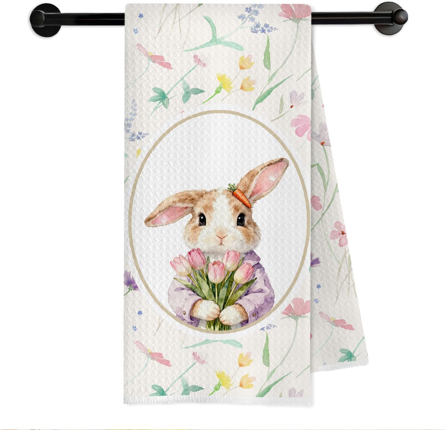 Amazon.com: METNBASYY Spring Floral Easter Bunny Kitchen Towels, Gifts ...